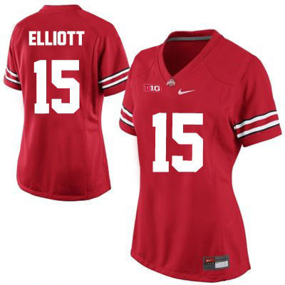 Women's NCAA Ohio State Buckeyes Ezekiel Elliott #15 College Stitched Authentic Nike Red Football Jersey MP20U34NE